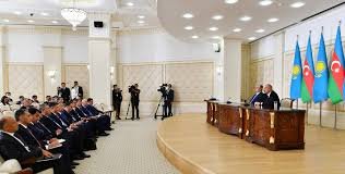 Azərbaycan və Qazaxıstan prezidentləri mətbuata bəyanatlarla çıxış ediblər