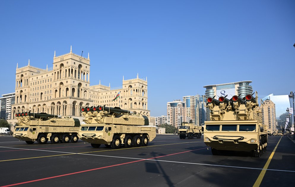 Bakıdakı paradda nümayiş etdirilən silah sistemləri, texnikalar və aviasiya vasitələri Azərbaycanın hərbi qüdrətinin əyani göstəricisidir
