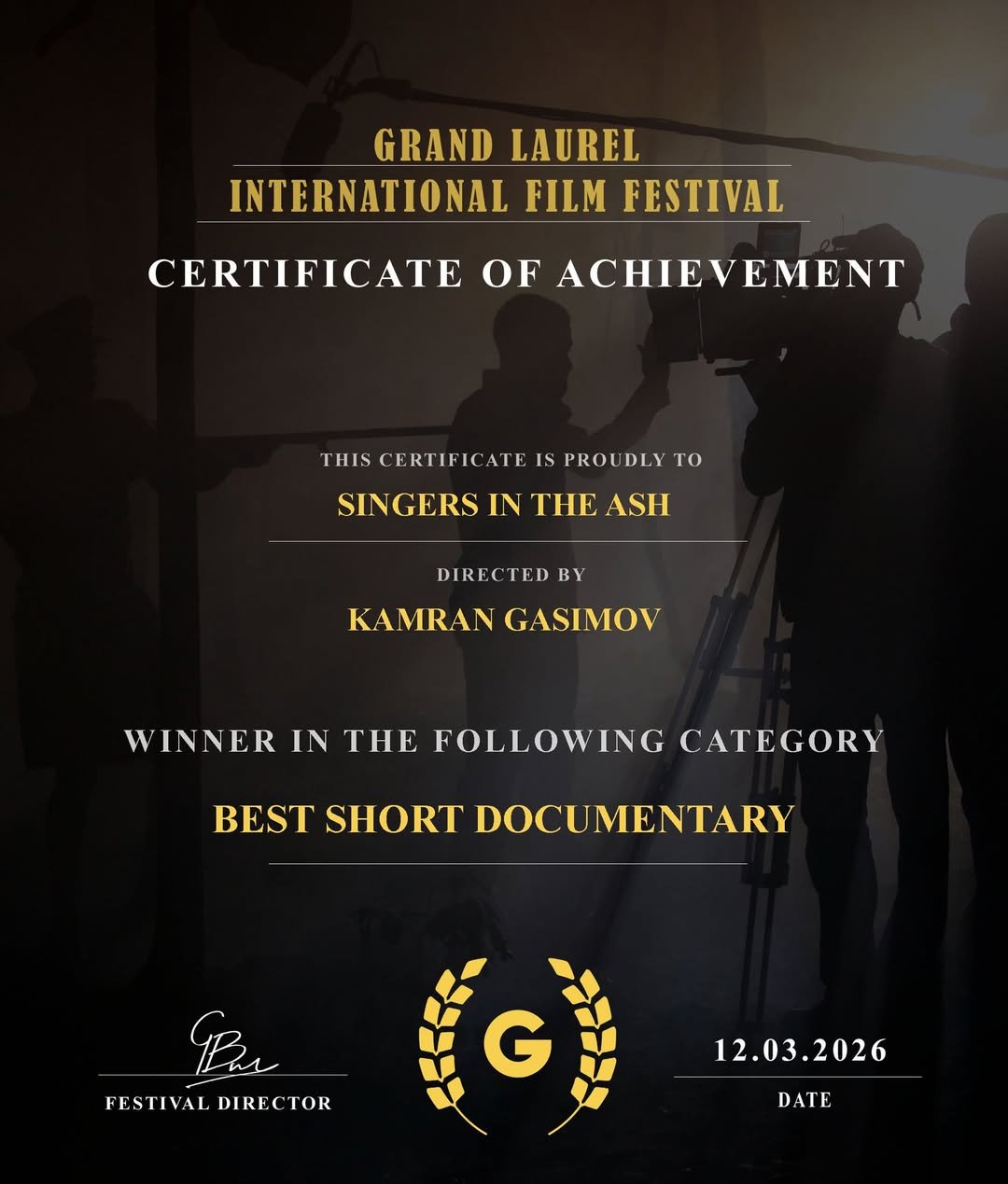 “Küldə şərqi deyənlər” sənədli filmi İtaliyada beynəlxalq mükafata layiq görülüb