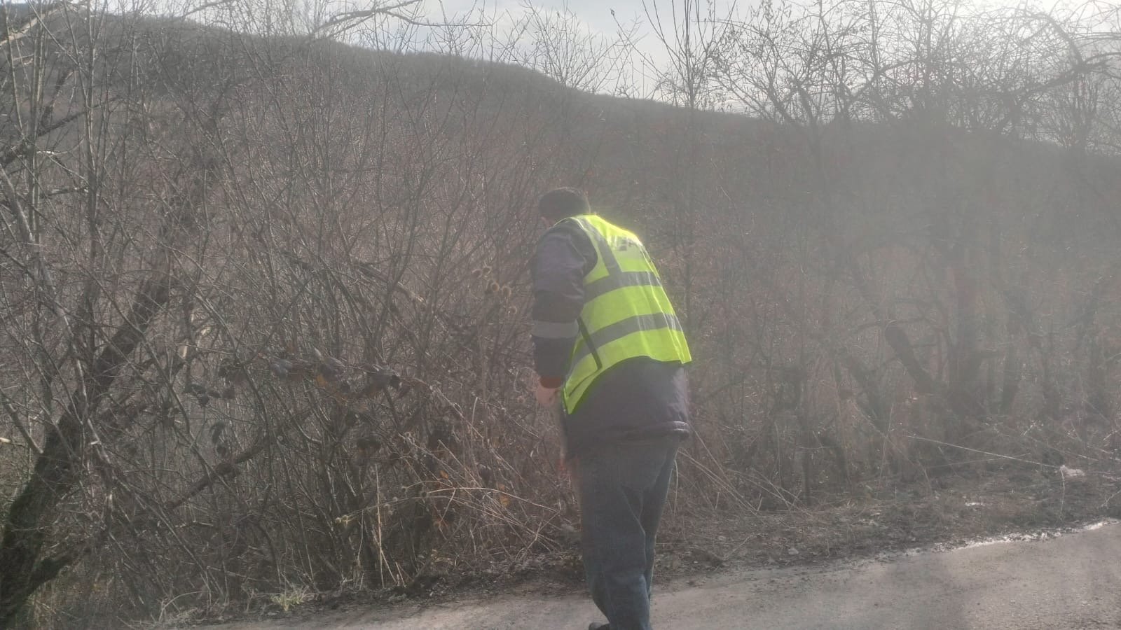 Şamaxıda yol kənarlarında təmizlik işləri aparılır