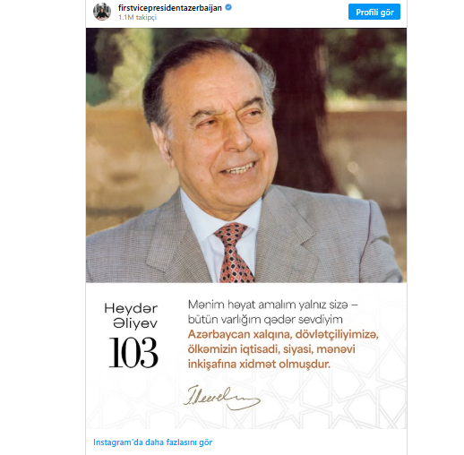 Mehriban Əliyeva: Dahi şəxsiyyətin nurlu, əziz xatirəsi qəlbimizdə daim yaşayacaqdır