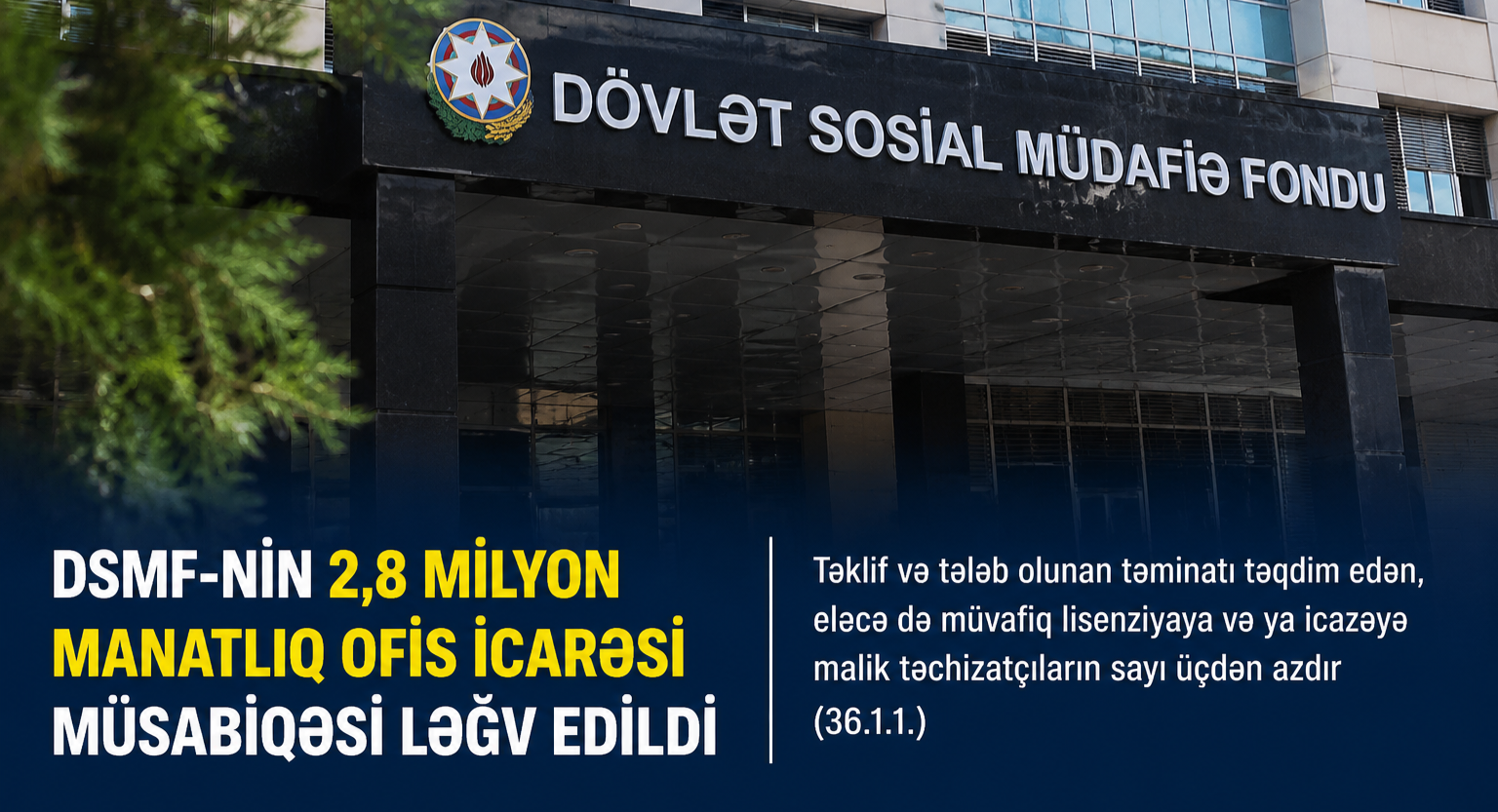 DSMF-nin 2,8 milyon manatlıq ofis icarəsi müsabiqəsi ləğv edildi – Səbəb