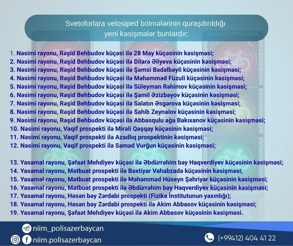 Bakının bu küçələrində velosiped və skuter idarə edənlərin təhlükəsizliyi təmin edildi