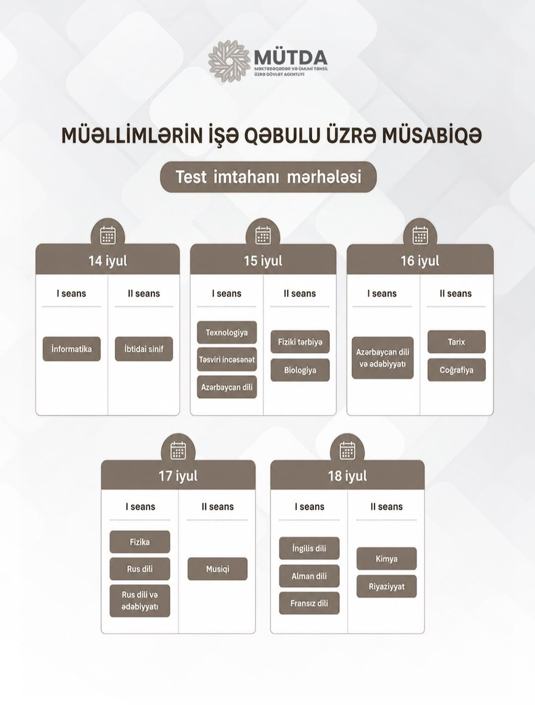 MİQ namizədlərinin diqqətinə: Test imtahanlarının tarix, saat və məkanı bu gün açıqlanacaq