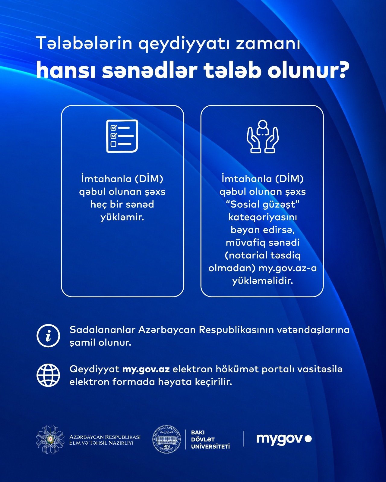 BDU-ya qəbul olunan şəxslərin elektron qeydiyyatı başlayır