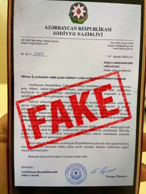 Nazirlikdən hicabla bağlı yayılan məktuba açıqlama